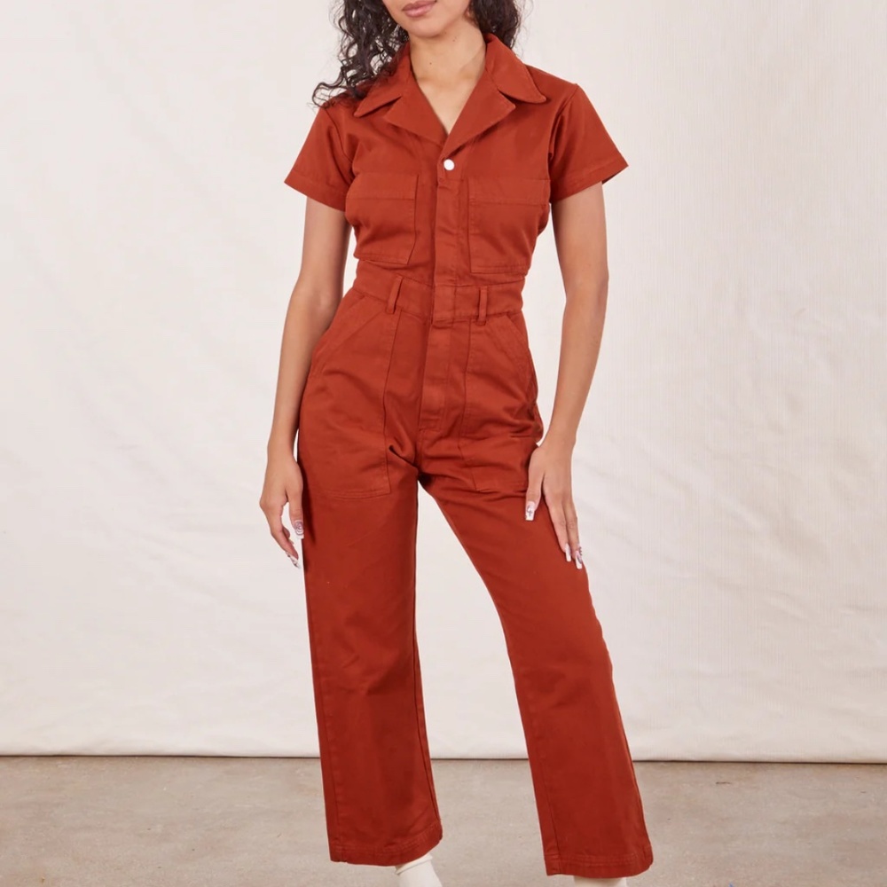 Big Bud Press Rust-Red Short-Sleeve Utility Jumpsuit